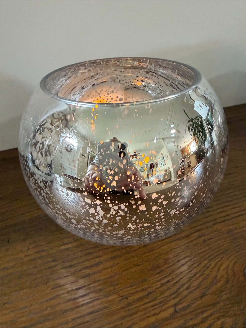 Set of 2 Mercury Glass Candle Holders with White Candles - Picture 6 of 6
